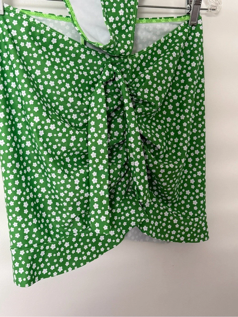 Green Floral Bikini Set with Matching Sarong